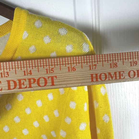 Pina Rossi Yellow White Polka Dots Button Down Cardigan Sweater Women’s XL - Picture 7 of 9